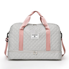 🔥【¡Oferta por tiempo limitado!】🔥Elegante bolsa de viaje de gran capacidad con diseño de separación para uso húmedo y seco, adecuada para yoga y fitness.