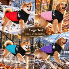 🐶🐱Ropa para mascotas para otoño e invierno: chaquetas para uso en exteriores con punto de enganche para la correa; fáciles de poner y quitar mediante una cremallera; cálidas e impermeables.