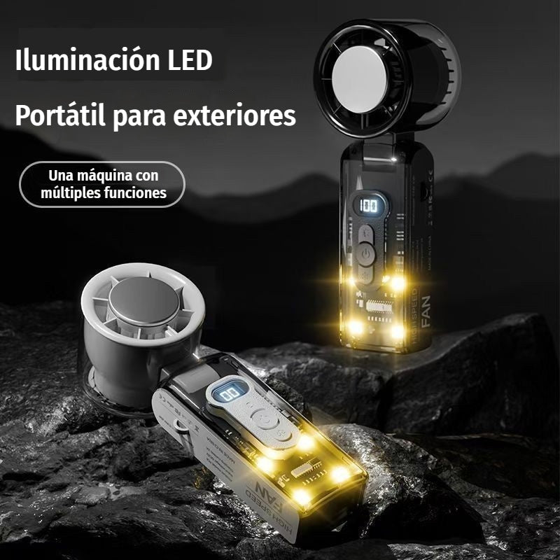❄️🌀 Ventilador de mano plegable 3 en 1 – control de velocidad de 100 niveles y refrigeración turbo de 13.000 RPM 🔋 Batería de 1800 mAh, linterna LED + SOS para viajes y camping 🌲🏕️