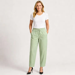 😍💕【40-120 kg】Pantalones casuales para mujer de algodón y lino