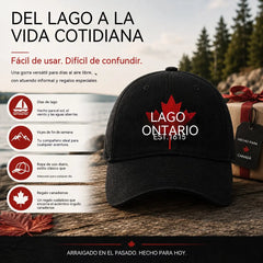 🧢🍁Gorra de béisbol retro ajustable con bordado de hoja de arce junto al lago