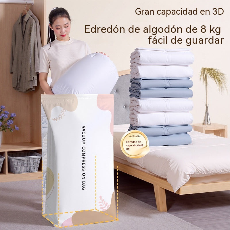 🧳【Juego de 5 piezas】💨 Bolsas de almacenamiento al vacío compresibles de gran capacidad: No se necesita bomba de aire, diseño a prueba de fugas, ideal para ahorrar espacio en tu maleta y en casa ✈️