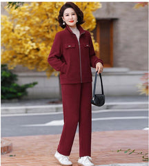 🔴💥【M-4XL】Traje casual de terciopelo para mujer con elementos atrevidos (chaqueta + pantalón)