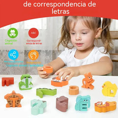 🎁👶1 juego 39 euro ⏰ Juguete de madera con letras y animales – 26 piezas, educativo y divertido ✨