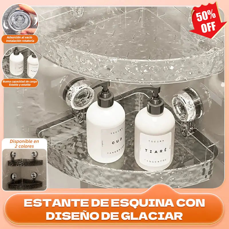 🔥 Estante de esquina con diseño glaciar y ventosa al vacío 🔥