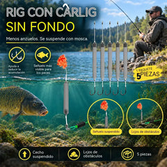 🎣 Aparejo de pesca antienredos para trabajar sobre el fondo (Paquete de 2 – 10 piezas en total) – Cebo suspendido, anzuelos Iseama con muerte (tallas n.º 4 y n.º 8).