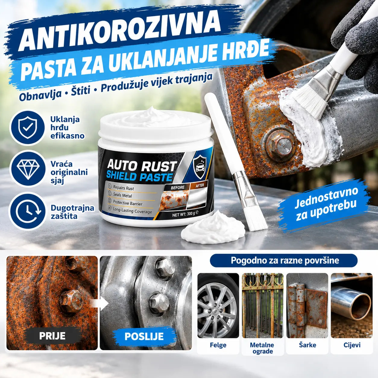 🔥【2 seta】⚙️✨Sredstvo za uklanjanje hrđe s automobila
