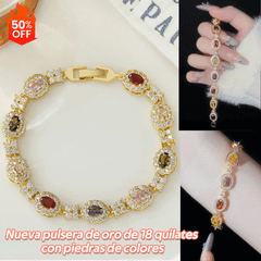 💖✨Nueva pulsera de oro de 18 quilates con piedras de colores