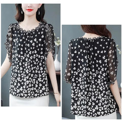 💕🥰【L-5XL】 2025 nueva camisa de gasa floral de moda para mujer