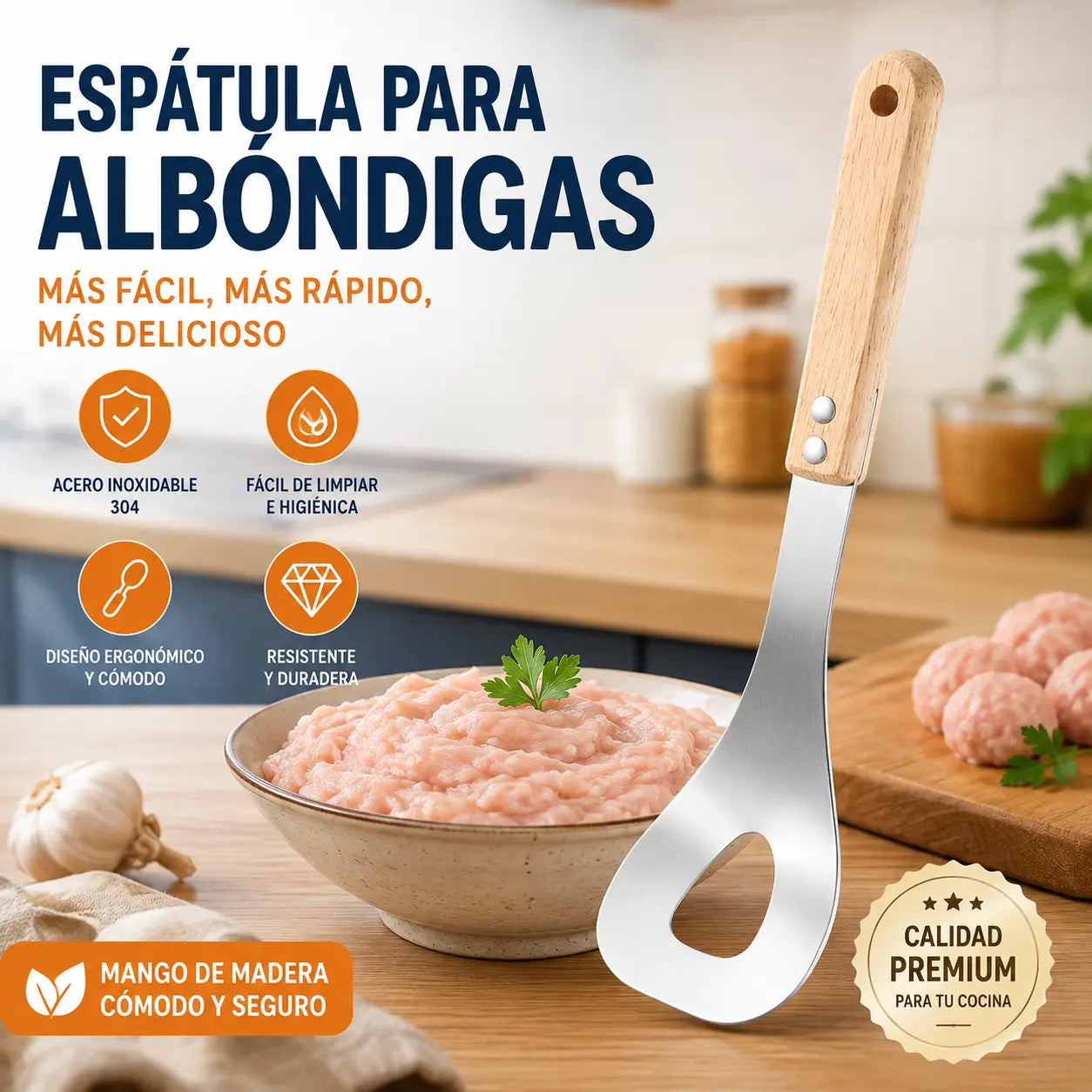 🍖 【2 piezas】Molde para albóndigas de acero inoxidable 304 – ideal para hacer albóndigas de carne y de pescado, perfecto para cocinar en casa 🥄