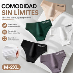 【Paquete de 5】 【M-2XL】Nuevos calzoncillos de seda helada sin costuras de tiro bajo para hombre-【50-90kg】