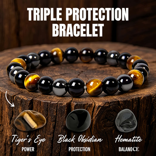 【Compra 1 y recibe 1 gratis】🔥Pulsera unisex de energía y prosperidad de ojo de tigre, ágata negra y hematita