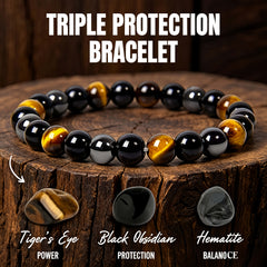 【Compra 1 y recibe 1 gratis】🔥Pulsera unisex de energía y prosperidad de ojo de tigre, ágata negra y hematita