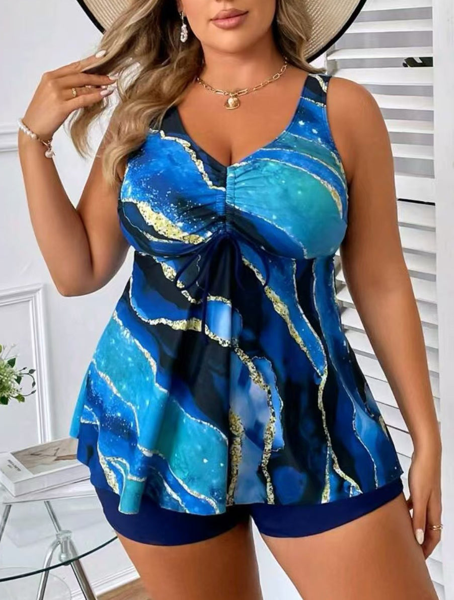🏖️👙🌴【S-5XL】Costum de baie elegant, mărime plus, cu imprimeu