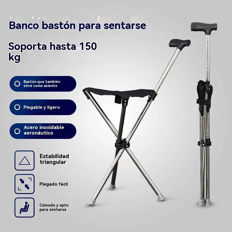 ✨Bastón plegable 2 en 1 con asiento, resistente a caídas, plegable y portátil✅ Ideal para senderismo o para que lo usen personas mayores en sus viajes.
