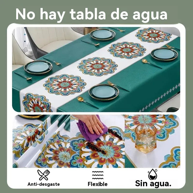 🔥【Promoción de último día】【140*200cm】Mantel de estilo retro de alta gama impermeable, a prueba de aceite y anti-escaldaduras.