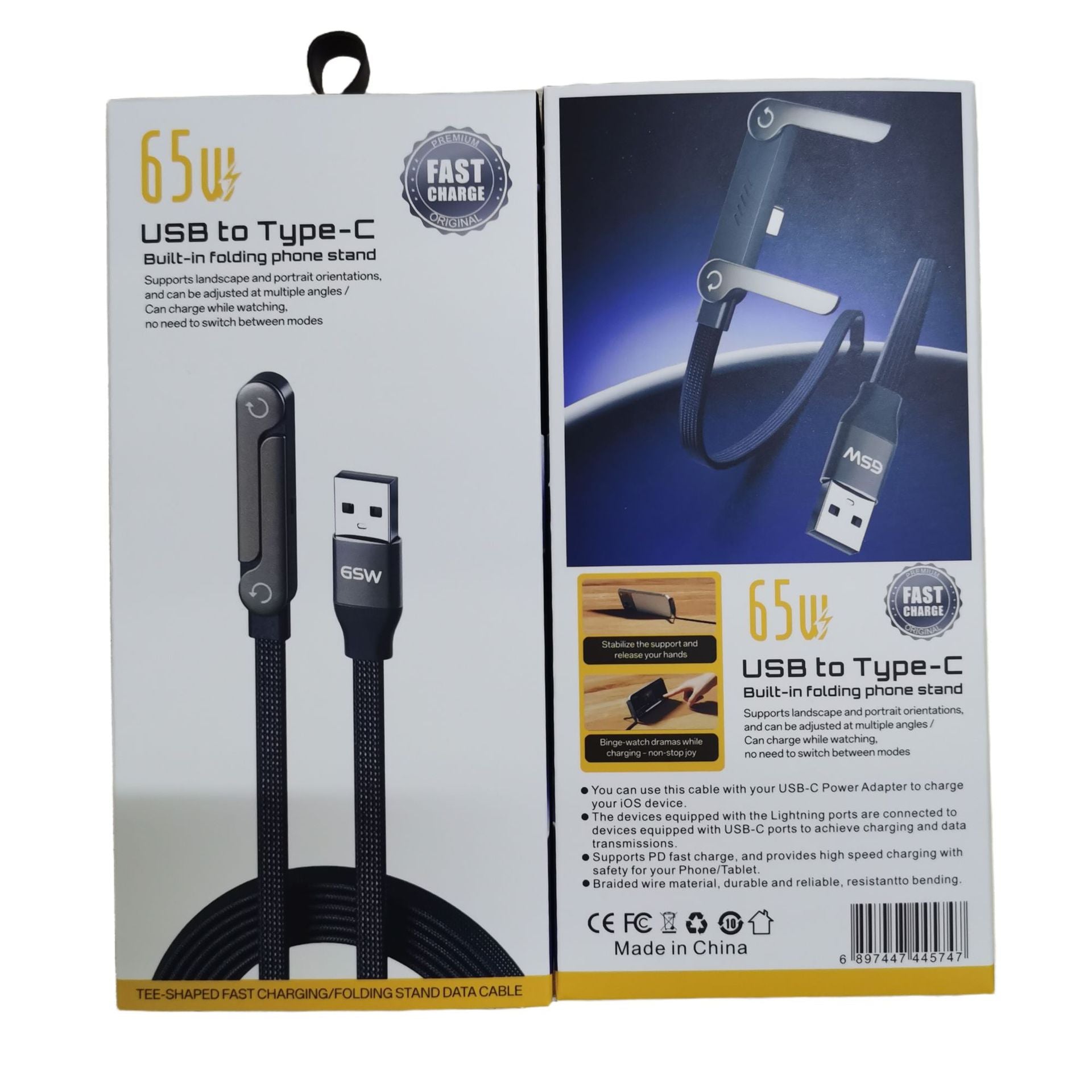 【Compra 1 y llévate 1 gratis】Compatible con cables de carga rápida tipo C de Apple, Huawei y Xiaomi con soporte.