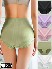 Roupa íntima feminina plus size à prova d'água antibacteriana de cintura alta 【1 pieza solo 2 euros】