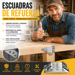 🔩【12 soportes + 84 tornillos】✨Soportes de fijación de acero inoxidable reforzado, bordes y esquinas reforzados, conectores de muebles de 90°