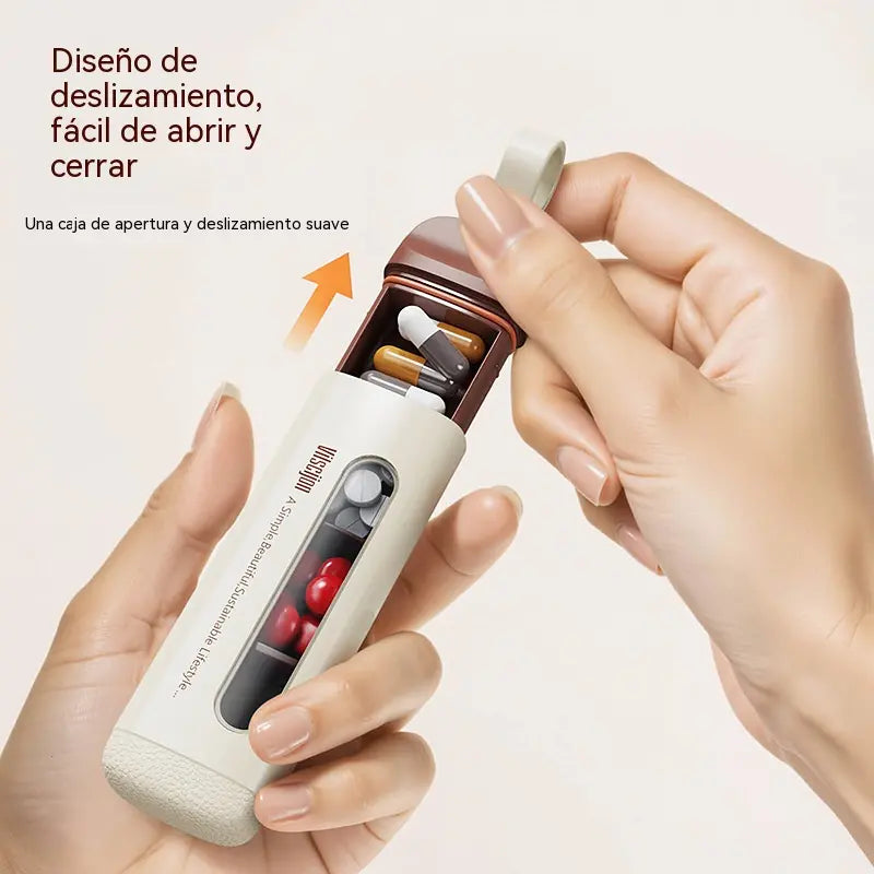 【Compra 1 y llévate 1 gratis】 Mini pastillero con tres compartimentos para uso matutino, vespertino y nocturno, portátil.
