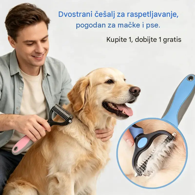 🐶【Kupite 1, dobijte 1 gratis, 2 komada】Dvostrana četka za njegu kućnih ljubimaca i uklanjanje dlaka