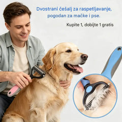 🐶【Kupite 1, dobijte 1 gratis, 2 komada】Dvostrana četka za njegu kućnih ljubimaca i uklanjanje dlaka