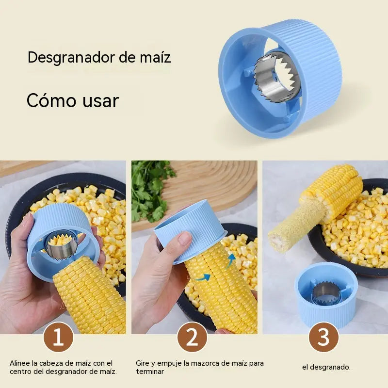 🔥3 piezas🌽Elimina los granos de maíz en segundos✨ Fabricado con cuchillas de acero inoxidable y mango antideslizante, no requiere electricidad.