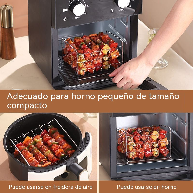 Parrilla de tres niveles, rejilla para freidora de aire de 30 pines, rejilla para asar al horno, acero inoxidable.