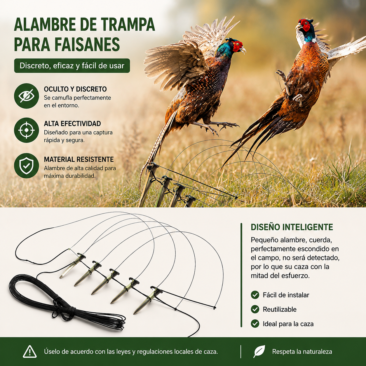 🦆🐓【Compra 5 y obten 5 gratis】Trampa para pájaros de tamaño mediano, adecuada para pollos, faisanes, ánades reales, perdices y patos.
