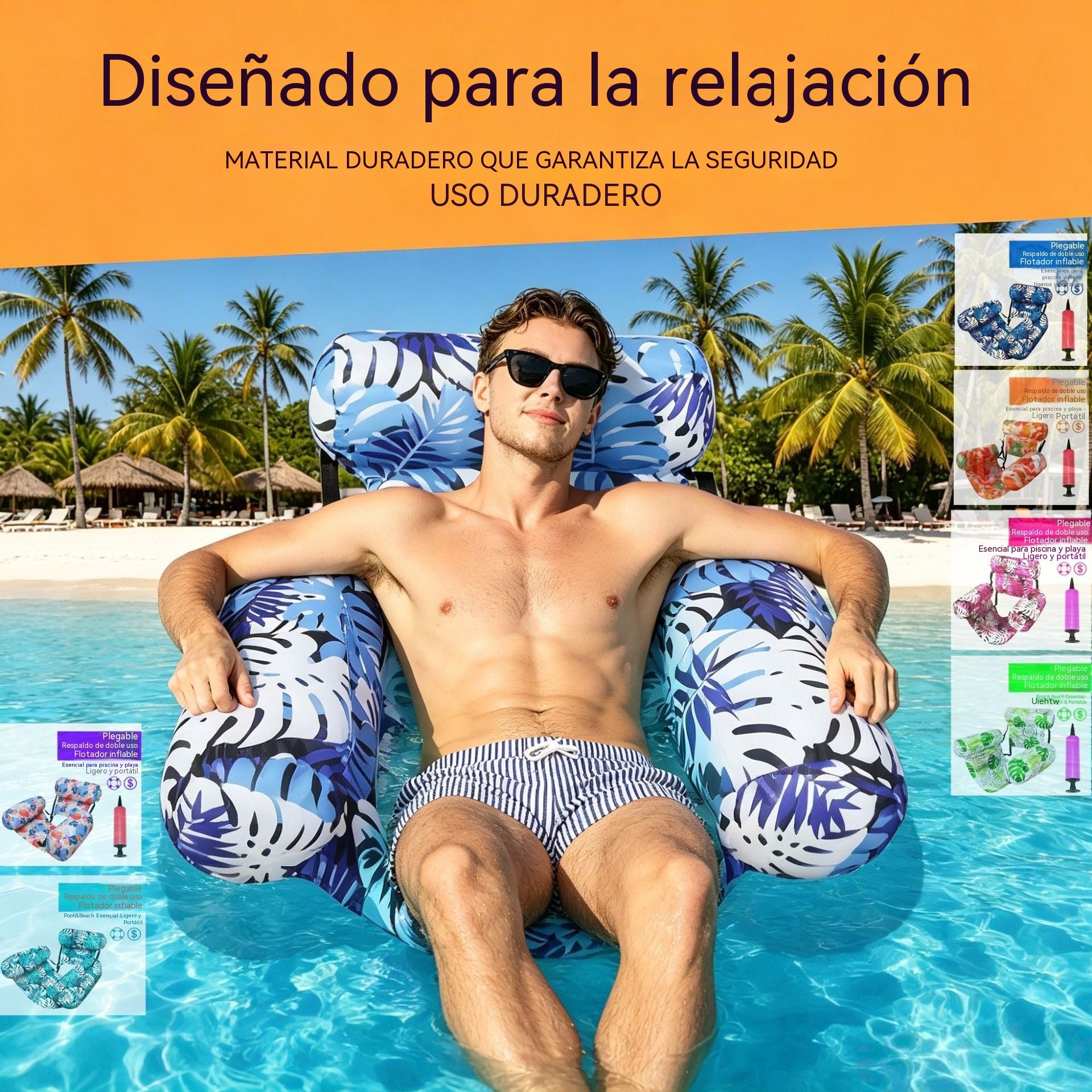 💦📢 Sofá flotante plegable con respaldo