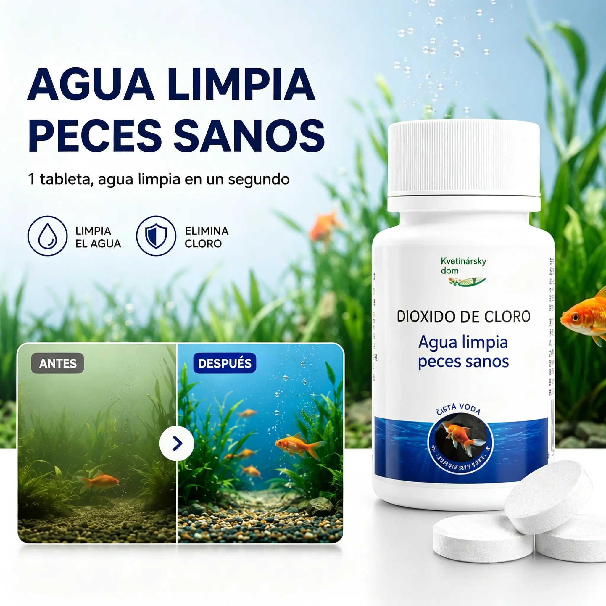 🐟【Compra 1 y llévate otro gratis，100 tabletas】💧 Tabletas efervescentes para limpiar el agua de acuarios y estanques; tabletas oxigenantes para acuarios 🔥