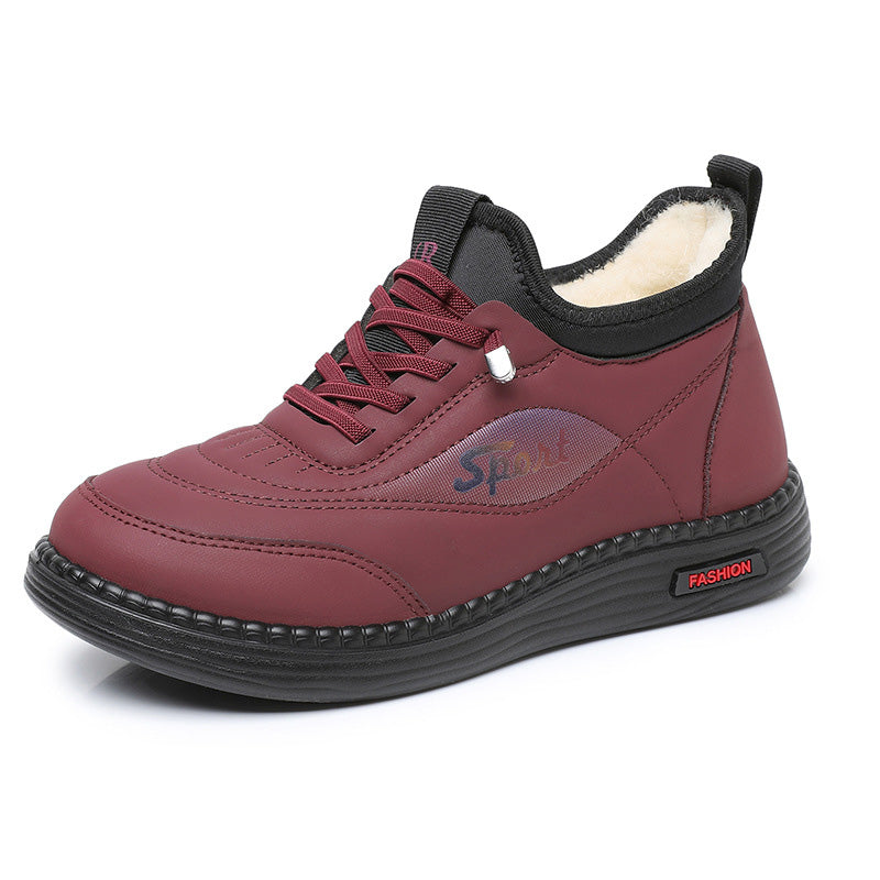👟【35-41】Nuevos zapatos de madre de terciopelo de invierno y gruesos antideslizantes, zapatos de algodón cálidos de moda y versátiles, botas de nieve de suela suave