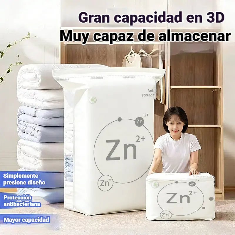 🧳【Juego de 5 piezas】💨 Bolsa de almacenamiento al vacío grande y compresible: no requiere bomba, es a prueba de fugas e ideal para ahorrar espacio en maletas y en casa ✈️