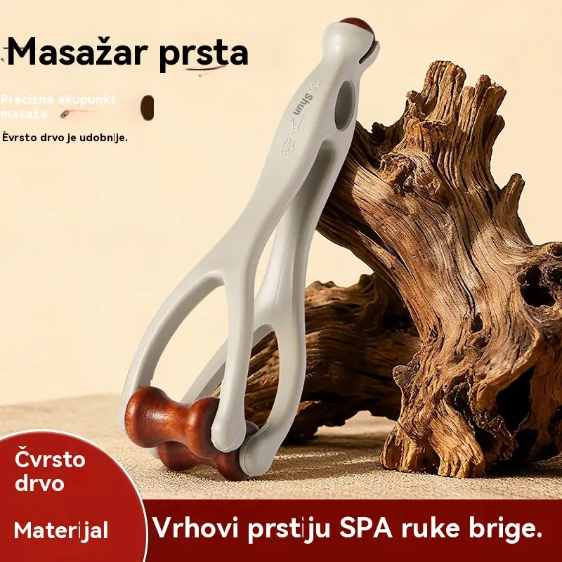 🎁【2 komad】🌿 Masažer za prste od punog drva: Valjci od prirodnog drva pomažu u deblokiranju meridijana zglobova i ublažavanju umora ruku. 🌿