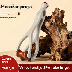 🎁【2 komad】🌿 Masažer za prste od punog drva: Valjci od prirodnog drva pomažu u deblokiranju meridijana zglobova i ublažavanju umora ruku. 🌿