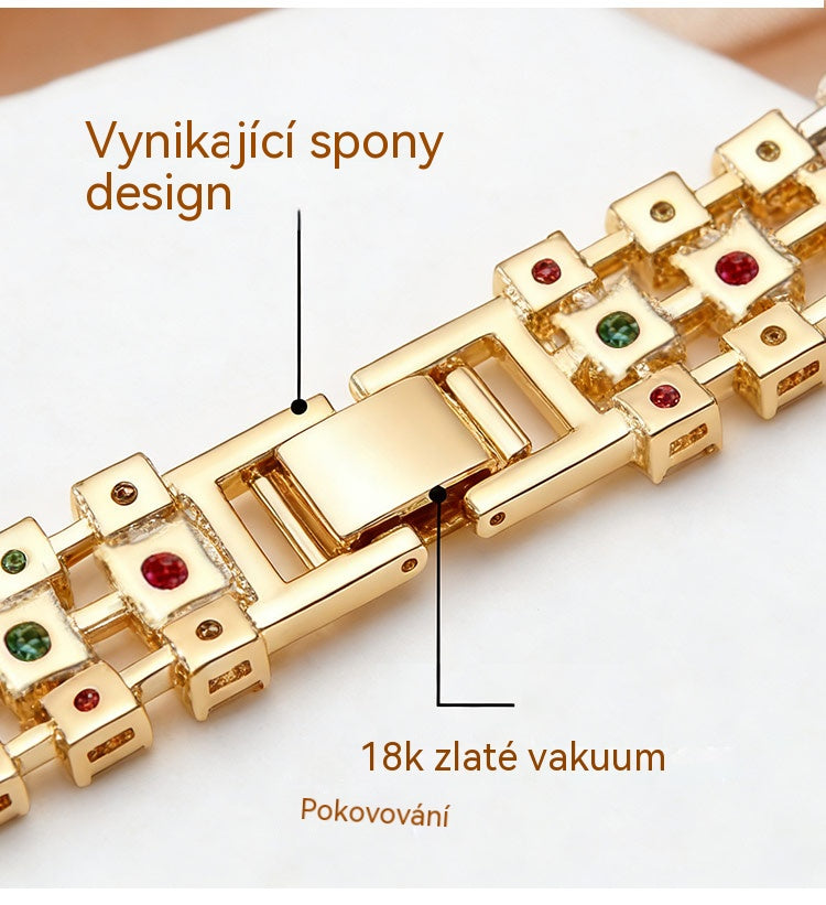 ✨Barevný geometrický náramek s kubickými zirkony v bohémském stylu
