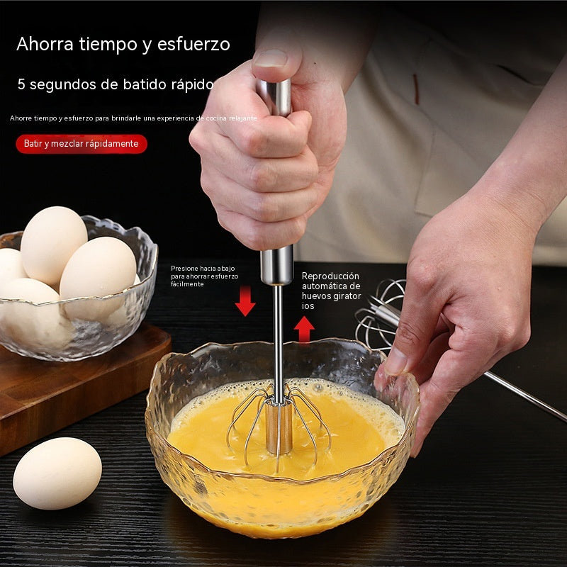25€☀️🐣【 Conjunto de 3 piezas】Batidor de huevos semiautomático de acero inoxidable