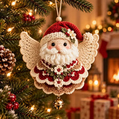 ❤️🎄Kit para hacer tú mismo un adorno navideño de ángel de ganchillo