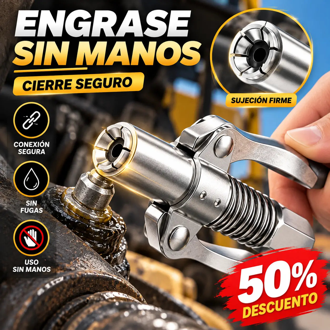 📢📢¡50% DE DESCUENTO! ✨Acoplamiento de boquilla de engrase de alta presión con doble mango