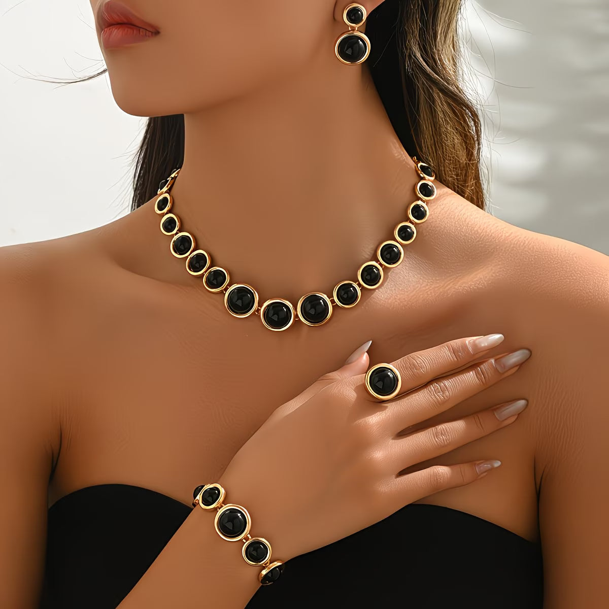 💖🔥【Anillo + Pulsera + Pendientes + Collar】✨Conjunto de joyas de estilo bohemio, creativo y único, de estilo minimalista.
