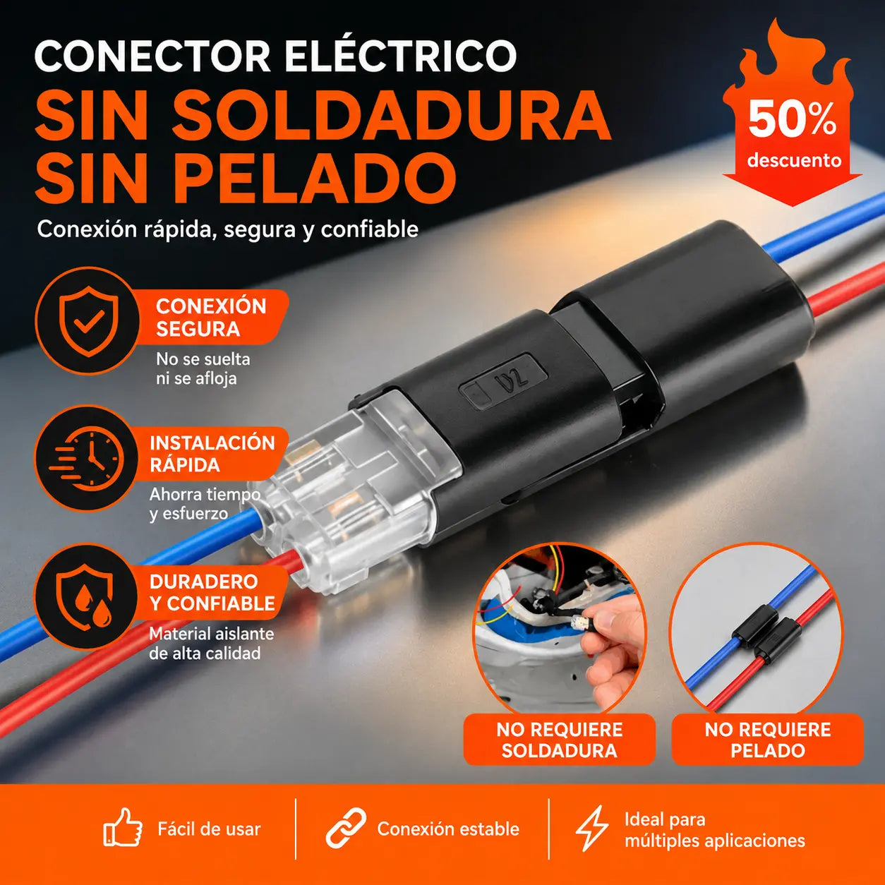 🏆【20/40 piezas】Conectores de cable sin soldadura: compatibles con tiras de LED y cables sólidos/multifilares de 18 a 22 AWG.
