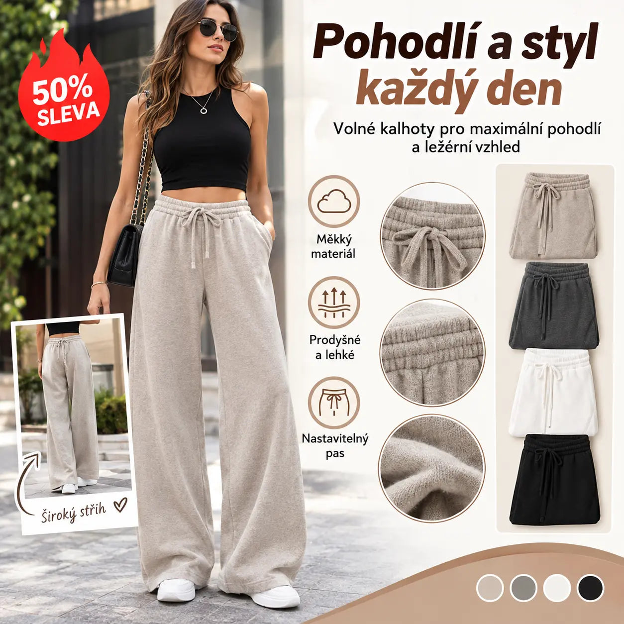 👖【40–110 kg】💖 Nové dámské volné strečové kalhoty