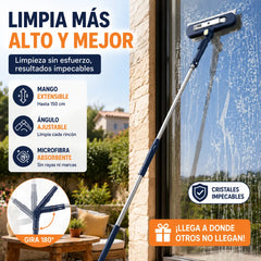 🧼✨ Limpiacristales 2 en 1 de doble cara con mango extensible para limpiar cristales en edificios altos.