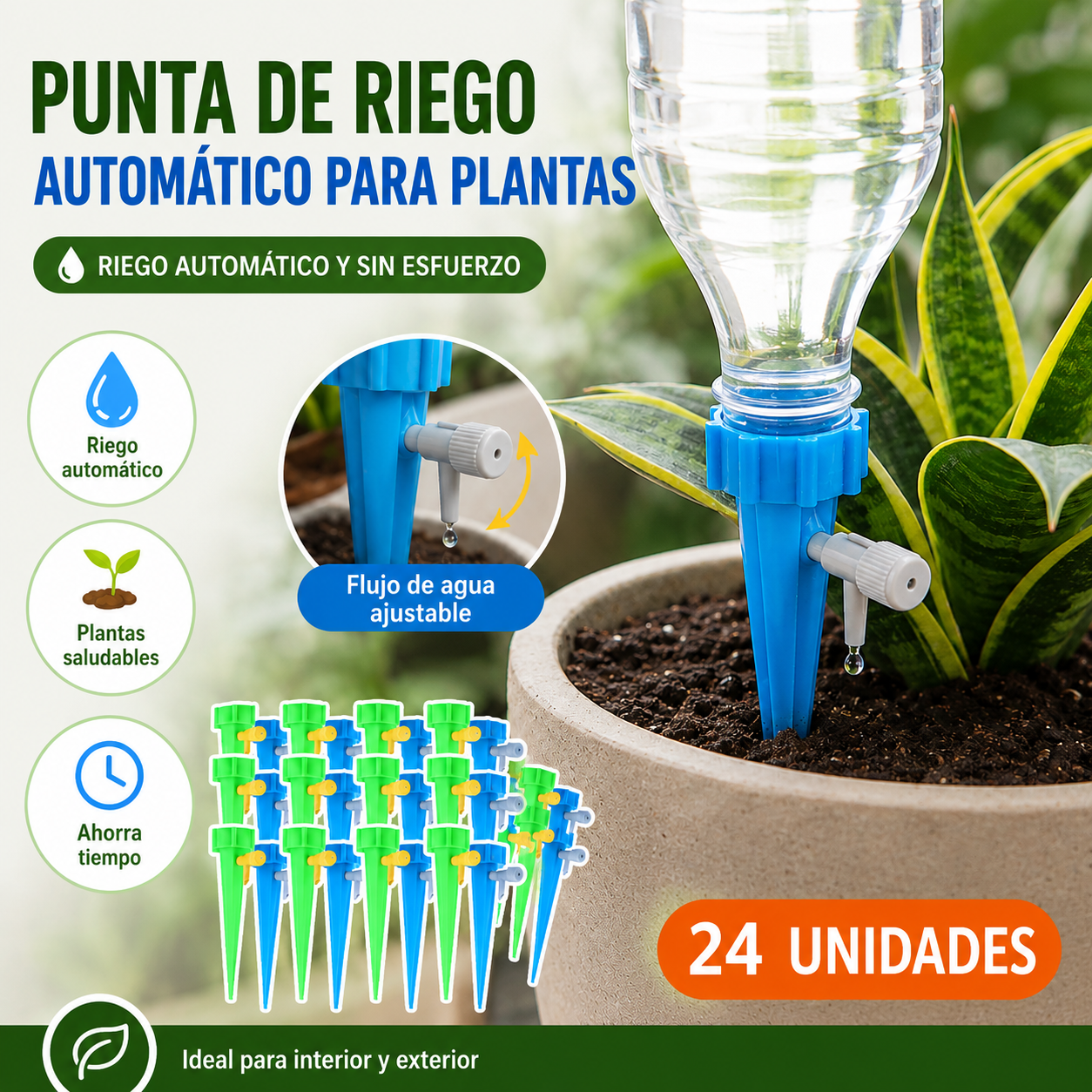 🌺【24 piezas】🌹🍂Sistema de riego por goteo automático, ideal para plantar flores, perfecto para jardines y plantas en macetas.