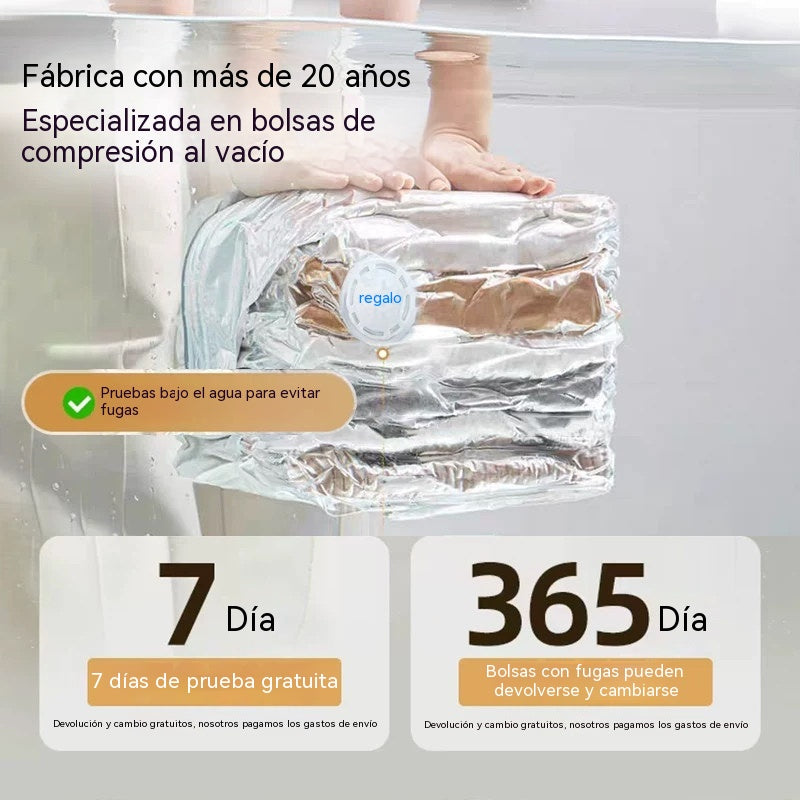 🧳【Juego de 5 piezas】💨 Bolsa de almacenamiento al vacío grande y compresible: no requiere bomba, es a prueba de fugas e ideal para ahorrar espacio en maletas y en casa ✈️