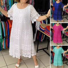 🔥El segundo artículo está a mitad de precio🔥[S-5XL]Nuevos vestidos de encaje de manga corta con cuello redondo