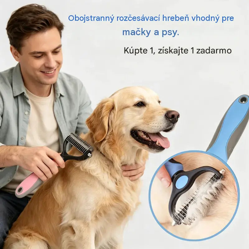 🐶【Kúpte 1 kus a získajte 1 zadarmo, 2 kusy】Obojstranná kefa na starostlivosť o domáce zvieratá a odstraňovanie chlpov