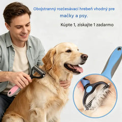 🐶【Kúpte 1 kus a získajte 1 zadarmo, 2 kusy】Obojstranná kefa na starostlivosť o domáce zvieratá a odstraňovanie chlpov