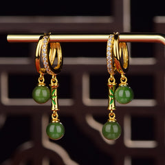 🏆【🔥Venta caliente】🎀Pendientes con forma de bambú, pendientes verdes de alta gama.