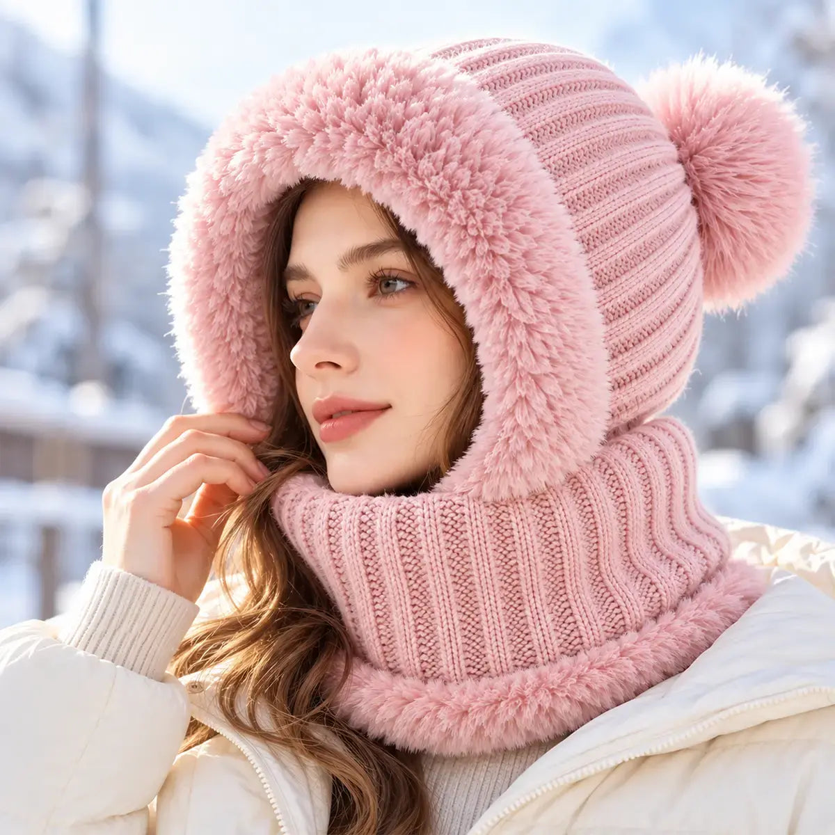 🧣❄️ Gorro de Punto 3 en 1 para Mujer | Bufanda, Cuello y Mascarilla Integrados | Forro Polar, Orejeras y Protección contra el Viento para Ciclismo 🚴‍♀️